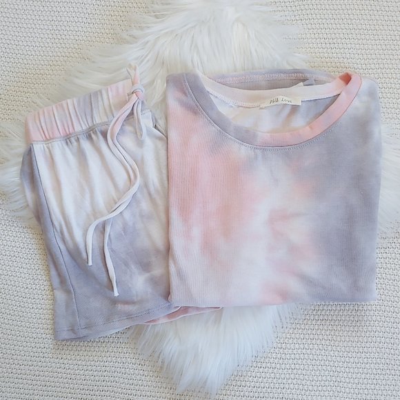 Blush & Belle Other - 🚨 2 LEFT! Tie Dye Lounge Wear Set in PINK/GREY